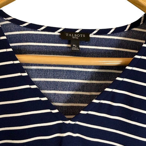 Talbots MP Striped Tunic with 3/4 Tie Sleeves and‎ V-neck Collar *Versatile* - Picture 3 of 5